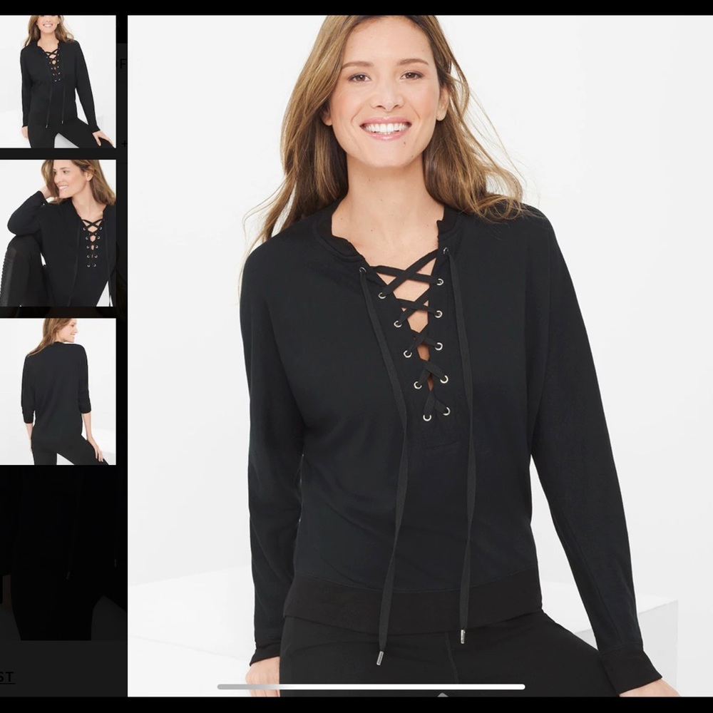 White House/ Black Market LACE-UP SWEATSHIRT